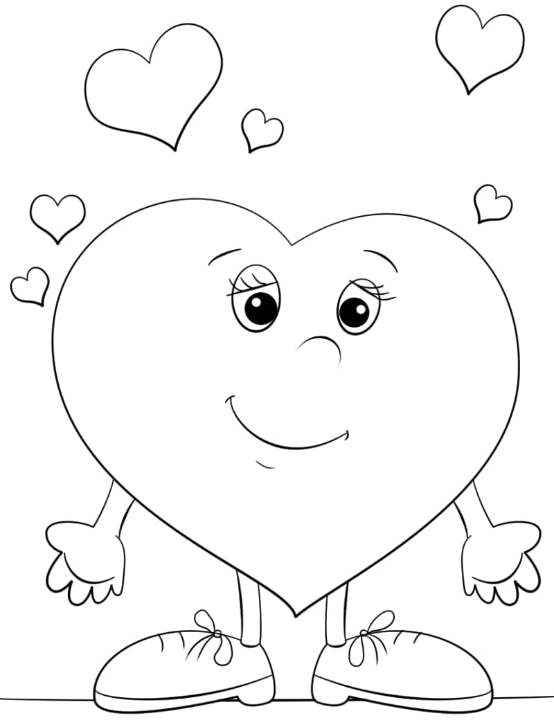 Cute heart coloring page