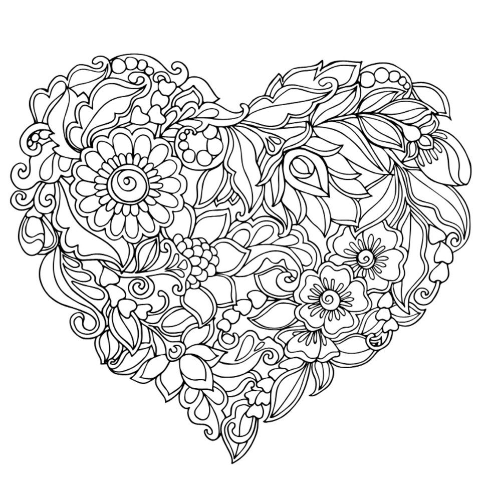 Heart loring pages flower loring pages printable flower loring pages