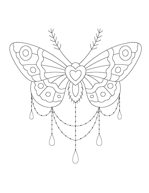 Premium vector butterfly tattoo coloring pages