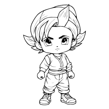 Premium vector coloring page of a cartoon character with the title dragon ball z