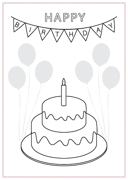 Premium vector children learning worksheet coloring birthday greeting card