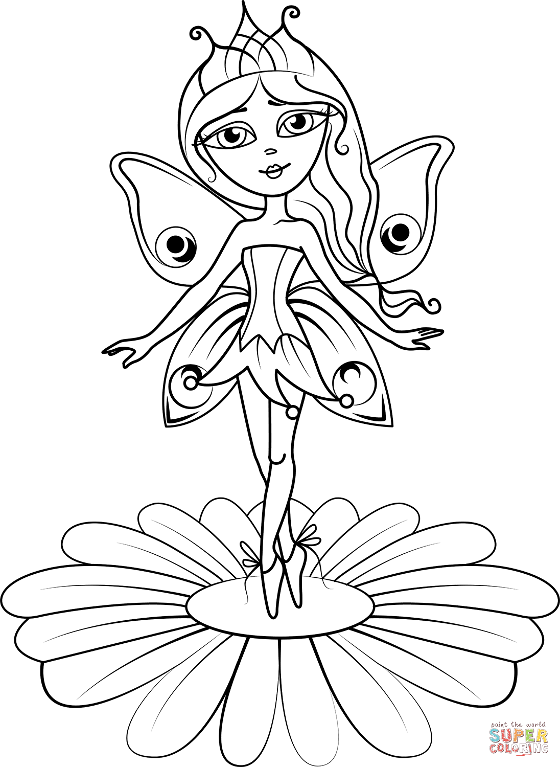 Dibujo de princesa de hadas para colorear dibujos para colorear imprimir gratis