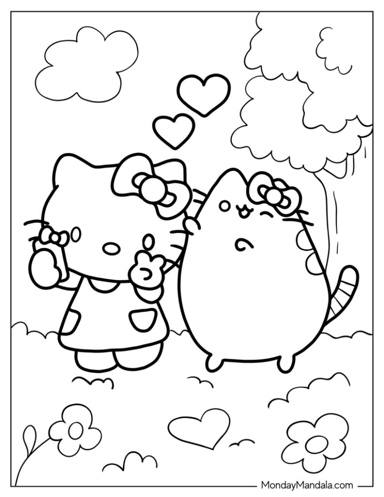 Hello kitty coloring pages free pdf printables