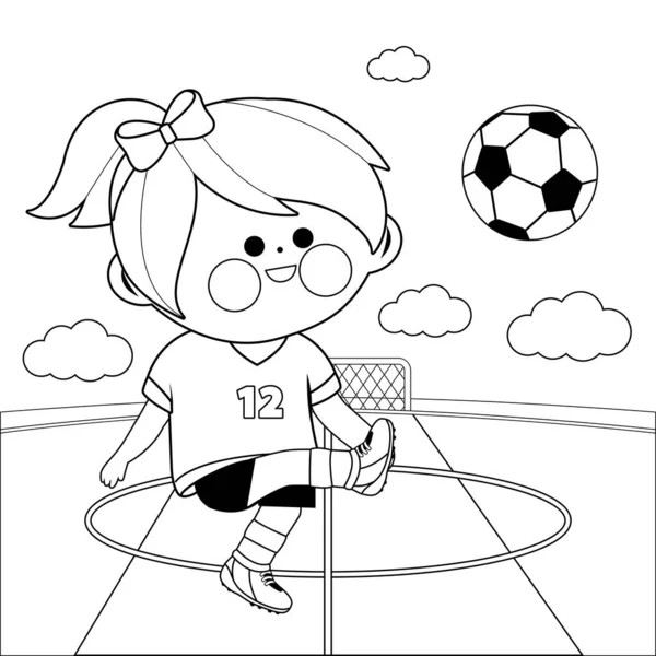 Chicas jugando al fãºtbol vector blanco y negro para colorear pãgina del libro vector de stock por stockakia