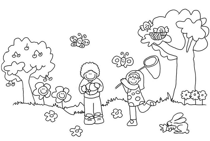 Spring landscape coloring pages all about me preschool