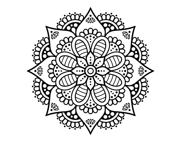 Dibujo de mandala flor de primavera para colorear