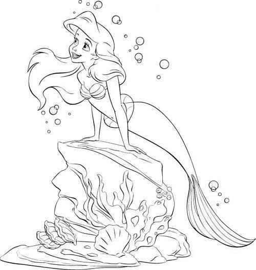 Dibujo pa colore la sirenita sirena pa colore pãginas pa colore de princesa pãginas pa colore disney