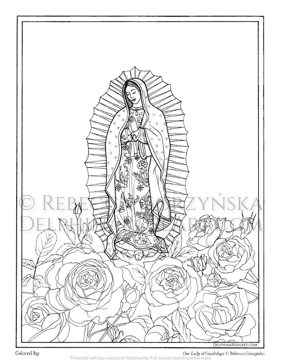 Catholic coloring page our lady of guadalupe pdf coloring page