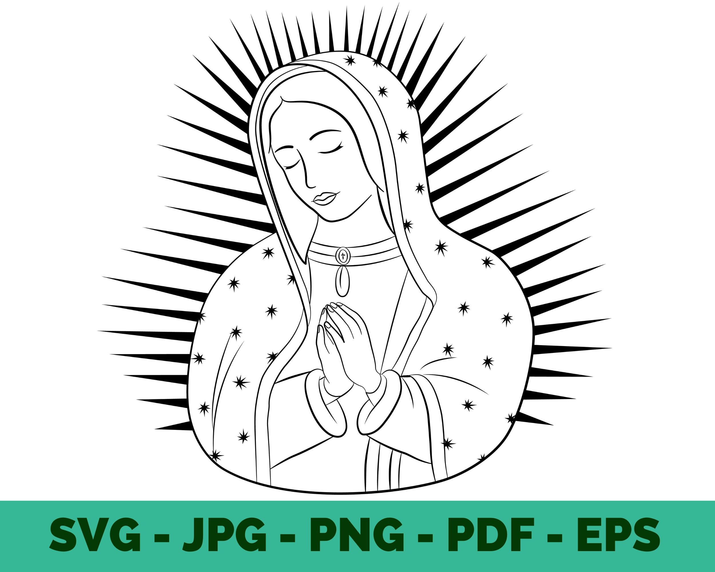 Virgen de guadalupe svg png file virgen stamp white virgin mary svg mother mary svg lady guadalupe virgin of mexico digital file cricut