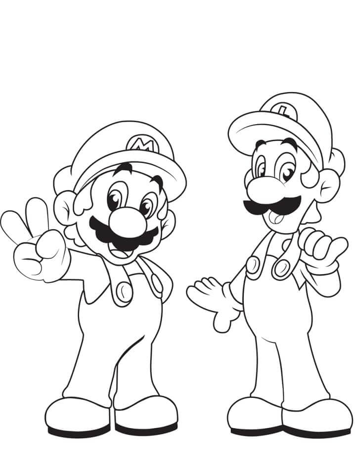 Mario and luigi coloring page