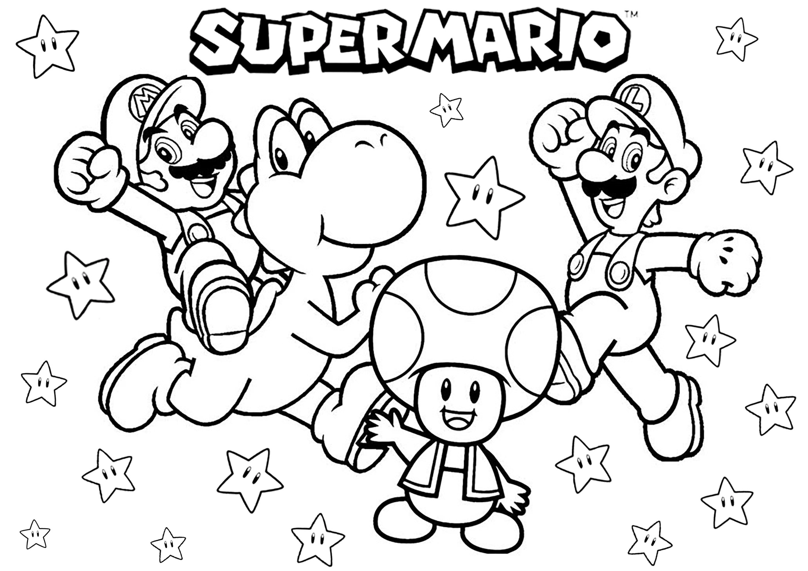 Coloring with the characters of super mario bros