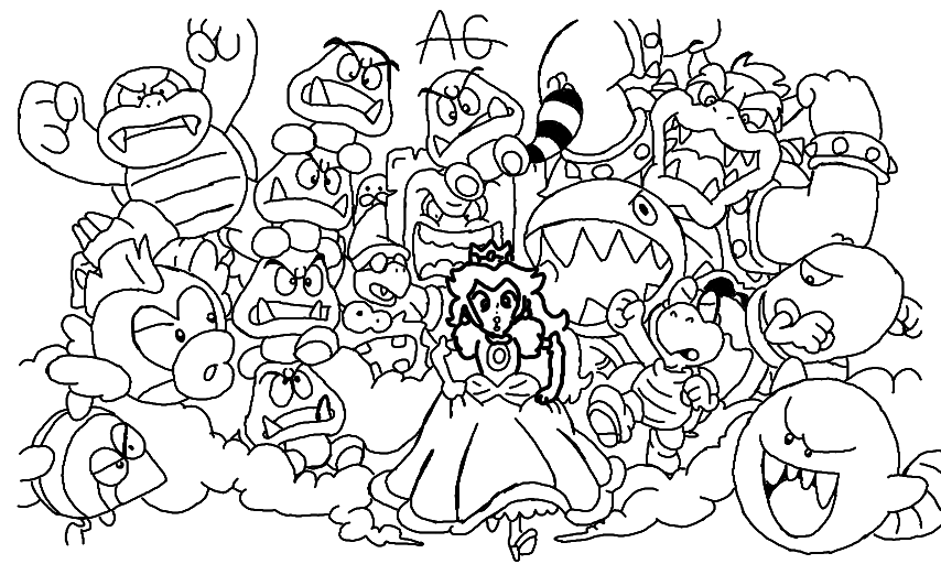 Dibujo de super mario bros para colorear y pintar