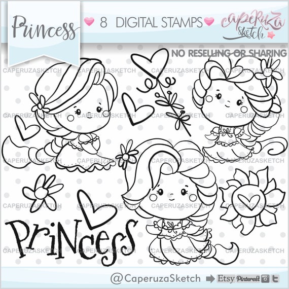 Princess stamps princess coloring pages mercial use princesses stamps princess clipart girl stamps magic clipart