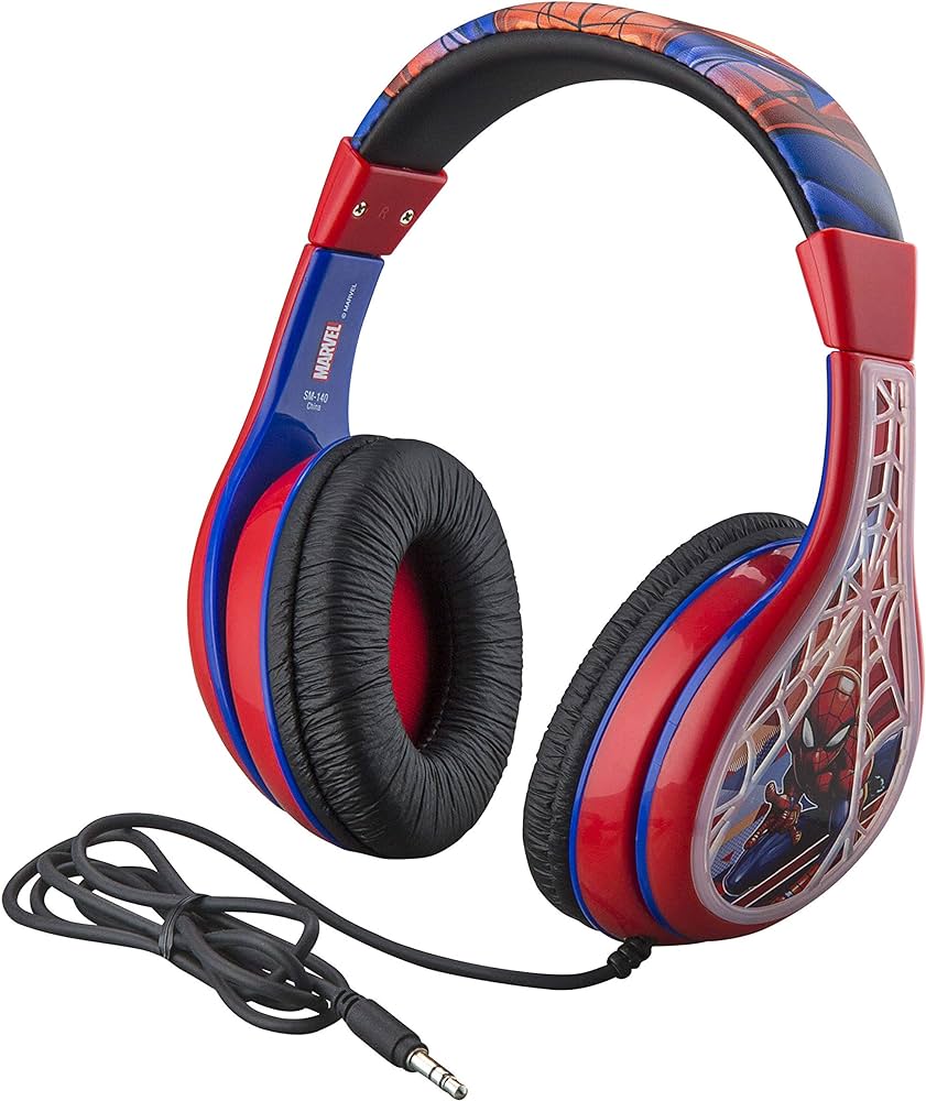 Spider man kids headphones adjustable headband stereo sound mm jack wired headphones for kids tangle