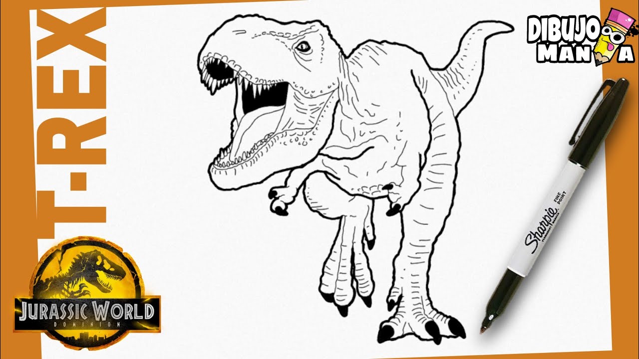 Coo dibujar a t rex de jurasic world doinion fãcil how to draw t rex fro jurasic world