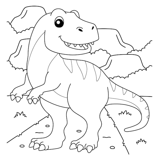 Premium vector tyrannosaurus coloring page for kids