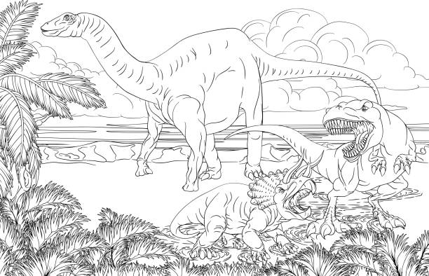 T rex coloring page stock illustrations royalty