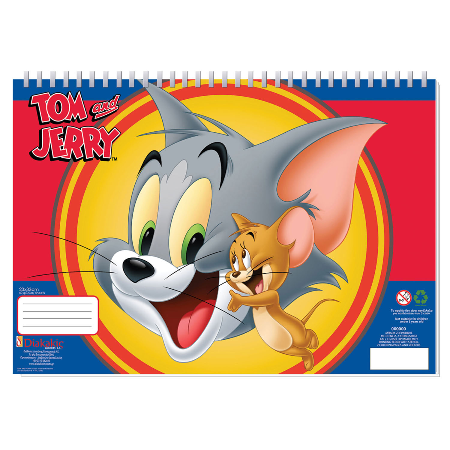 Tom jerry coloring pages with stencil and sticker sheet thimble toys