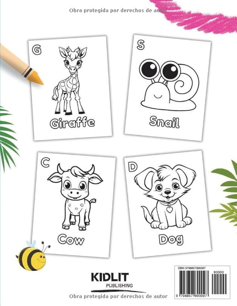 Aprende pintando abecedario en inglãs de animales mi primer libro para colorear educativo un viaje educativo de pãginas publishing kidl libri