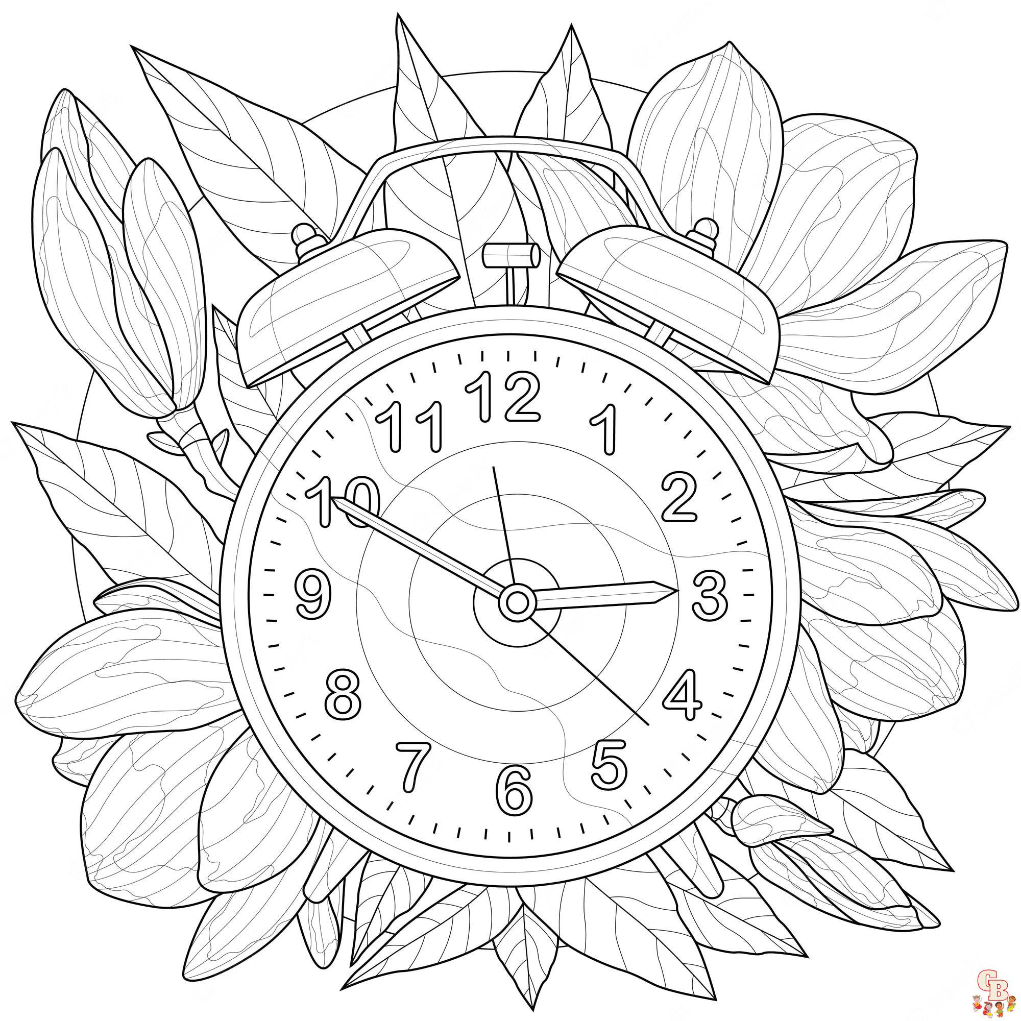 Reloj imprimible gratis para colorear para niãos