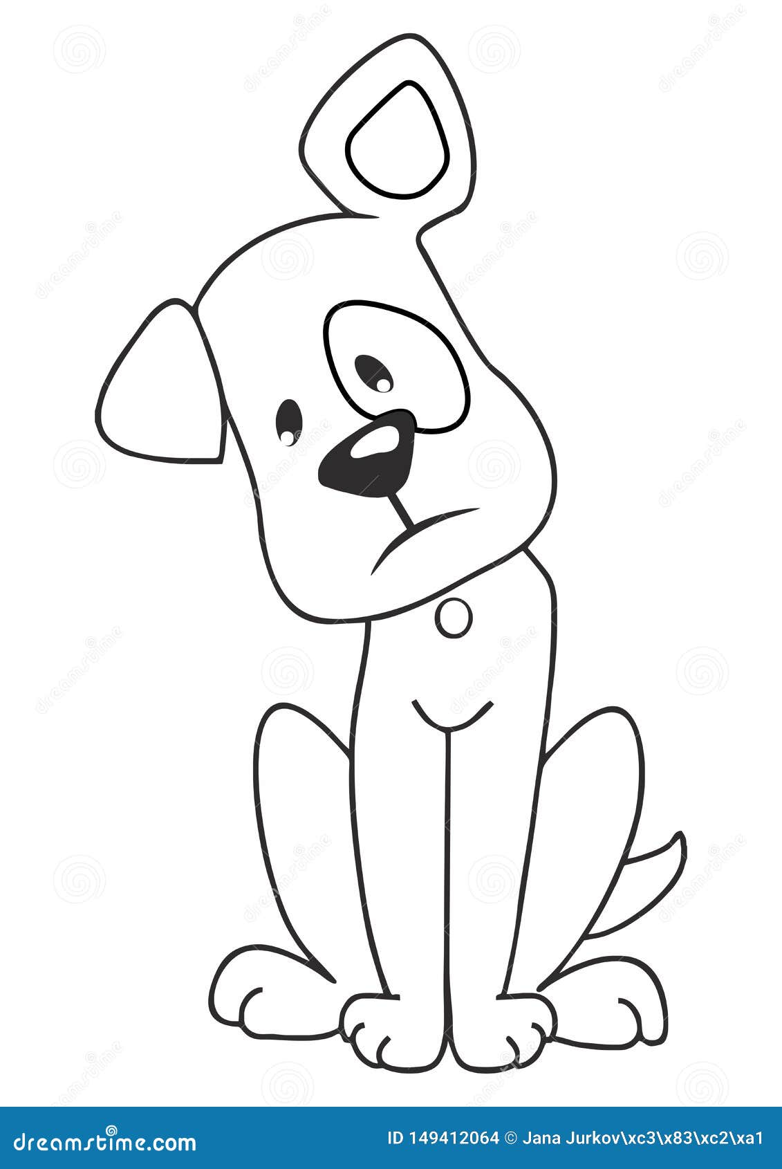 Sad brown dog illustration coloring book stock vector