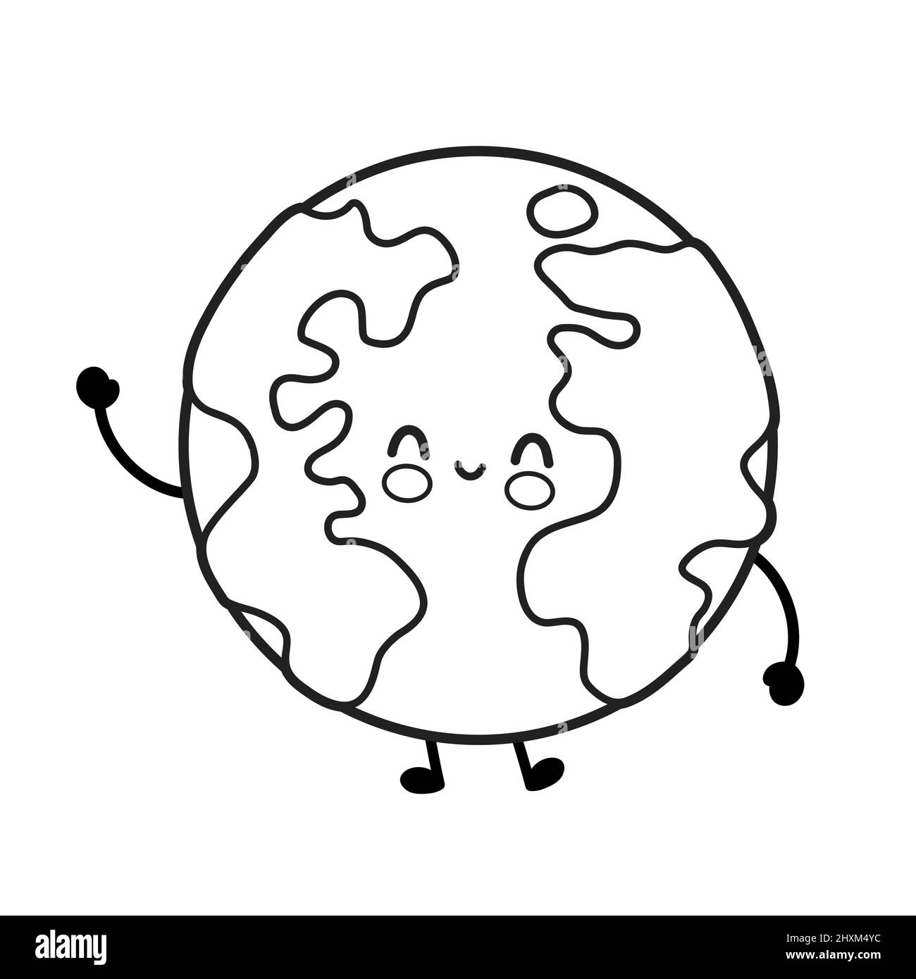 Save the planet kids drawing black and white stock photos images