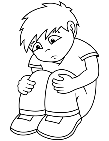 Sad cartoon boy coloring page free printable coloring pages