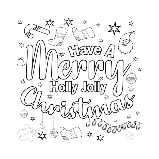 Premium vector merry christmas coloring page christmas line art coloring page design for kids