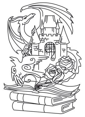 Tomes of imagination free printable coloring pages dragon castle bird rose books mandala design art coloring pages pattern coloring pages