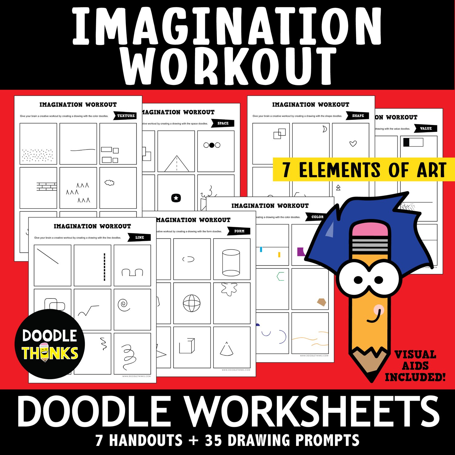 The elements of art imagination workout bundle art lessons and handouts