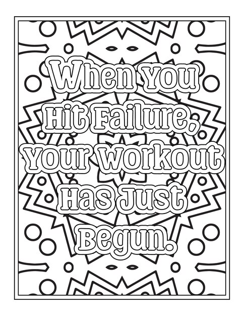 Premium vector gym quotes coloring pages for kdp coloring pages