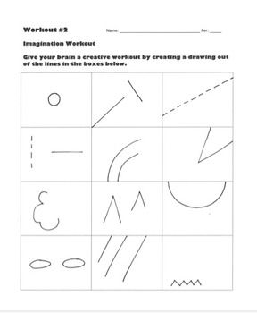 Imagination workout pack creativity test drawing sub art lesson worksheet art sub lessons homeschool art art classroom