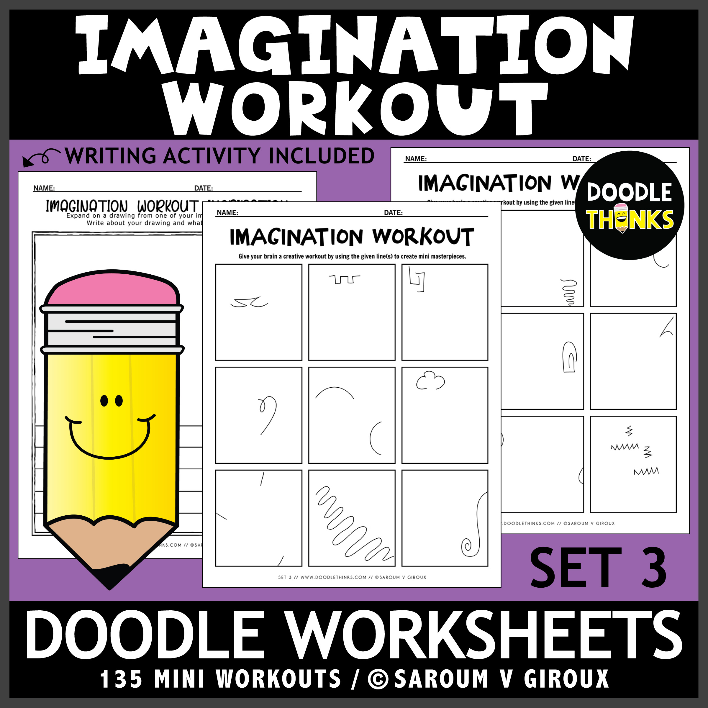 Imagination workout drawing set doodle worksheets drawing prompts made by teachers