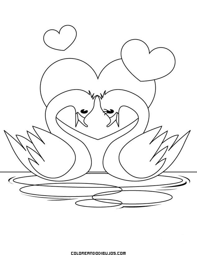 Un bonito dibujo de amor el que os traemos hoy dos cisnes enamorados en un lago en medioâ dibujos fãciles patrones de bordados de ãpoca dibujos faciles de amor
