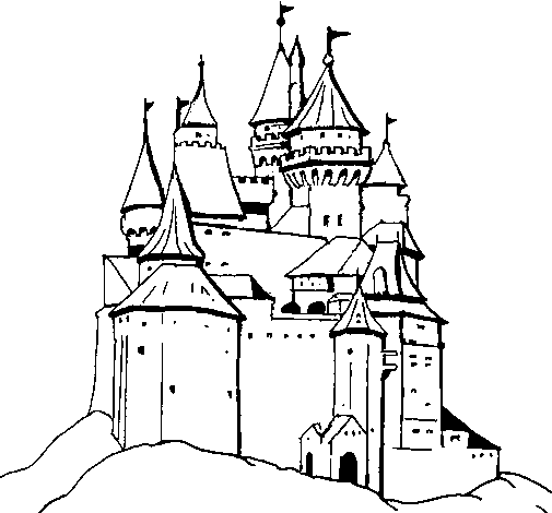 Dibujo de castillo medieval para colorear