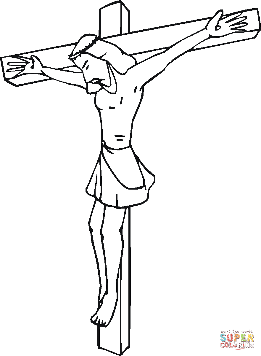 Dibujo de cristo en la cruz con la cabeza agachada para colorear dibujos para colorear imprimir gratis