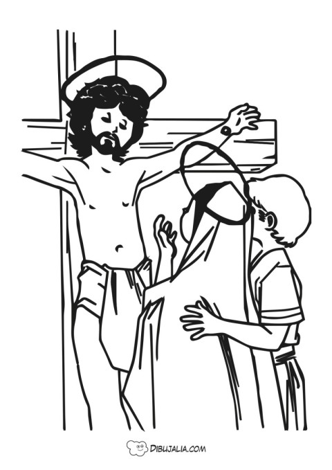 Jesãºs en la cruz con virgen maria