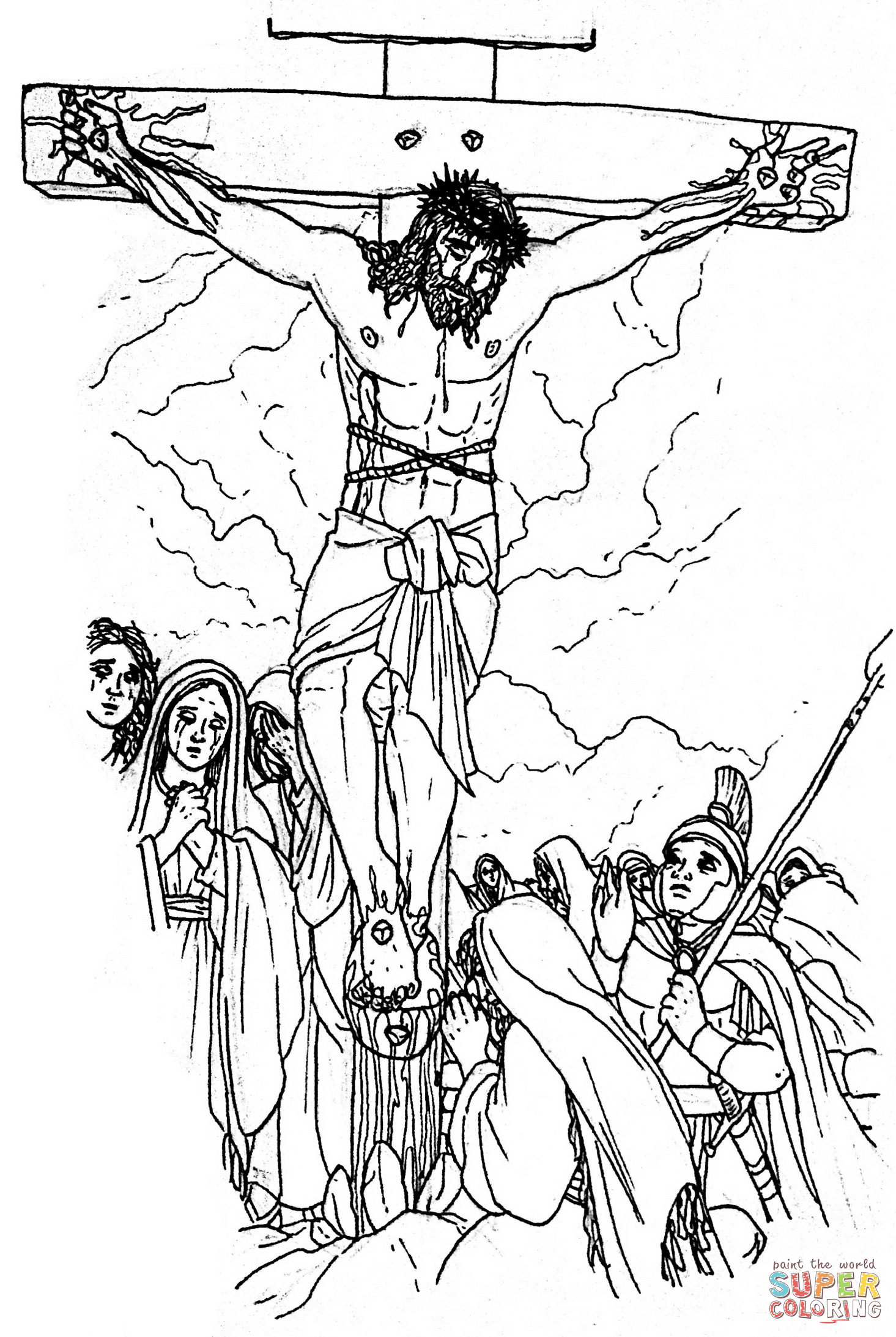 Dibujo de la crucifixiãn de cristo para colorear dibujos para colorear imprimir gratis