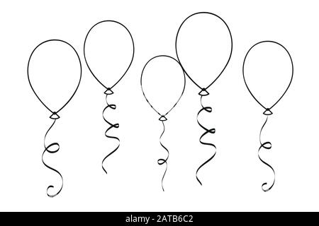 Balloons for coloring book isolated on white background vector illustration eps stock vector image art