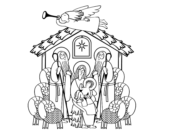 Birth of jesus coloring page