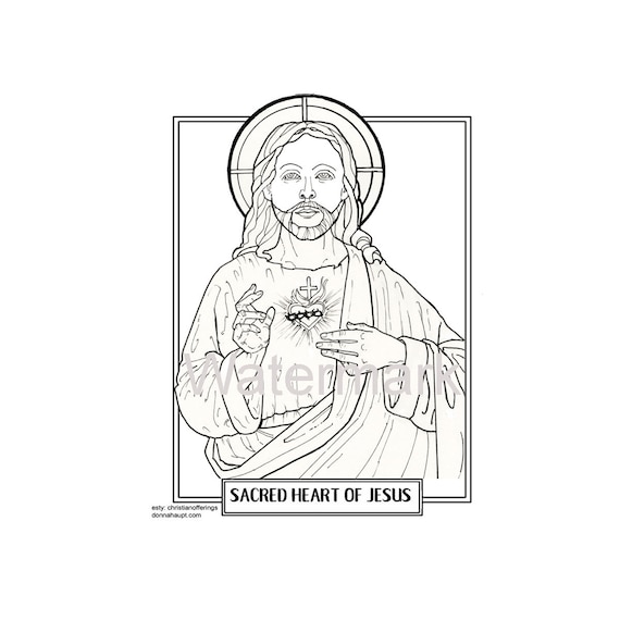Jesus coloring page sacred heart of jesus coloring page with free jesus print