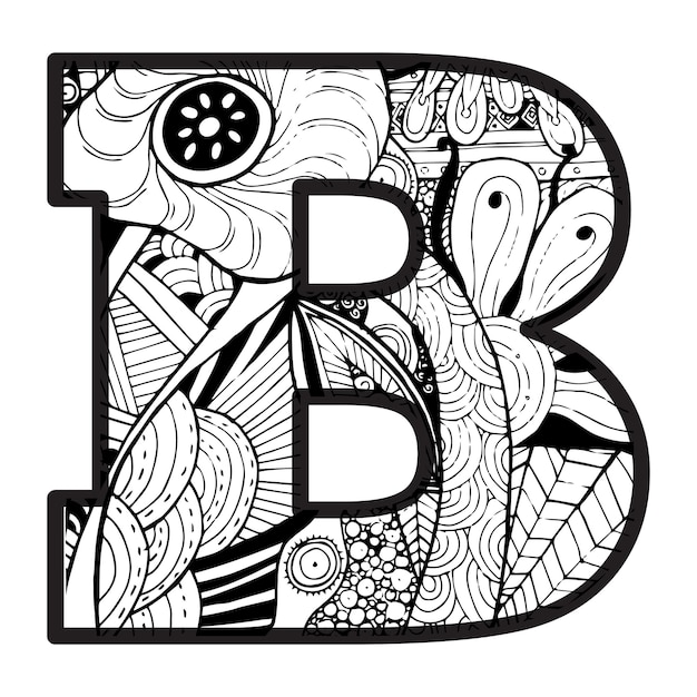 Premium vector decorative b letter coloring page kid