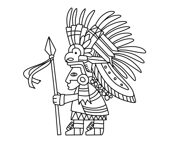 Aztec warrior coloring page