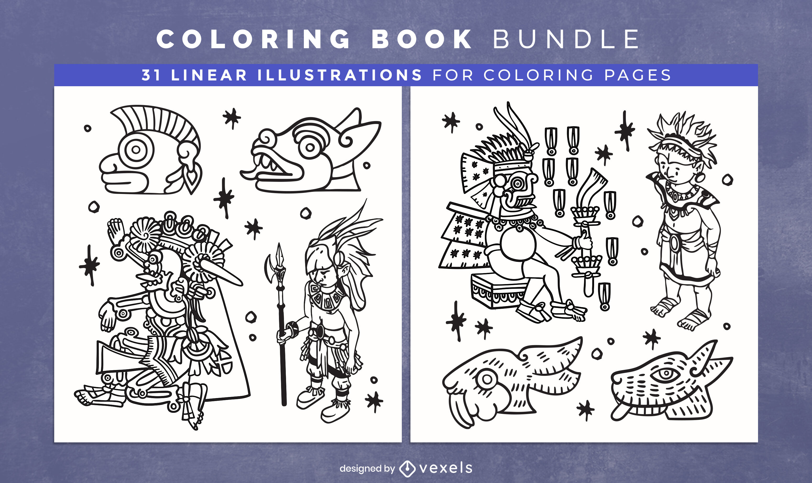 Aztec coloring book pages design vector download