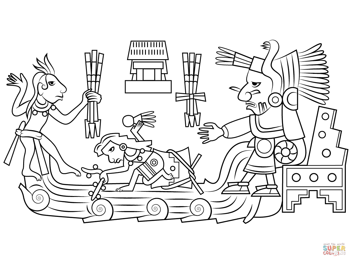 Chalchiuhtlicue aztec goddess of water coloring page free printable coloring pages