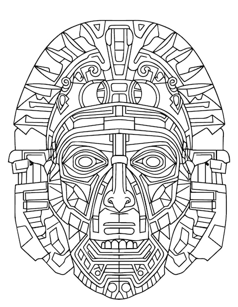 Maravillas antiguas para colorear aztecas y civilizacion mayas para colorear vector premium