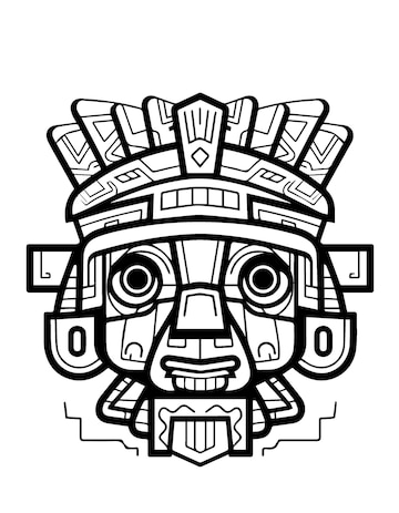 Maravillas antiguas para colorear aztecas y civilizacion mayas para colorear vector premium