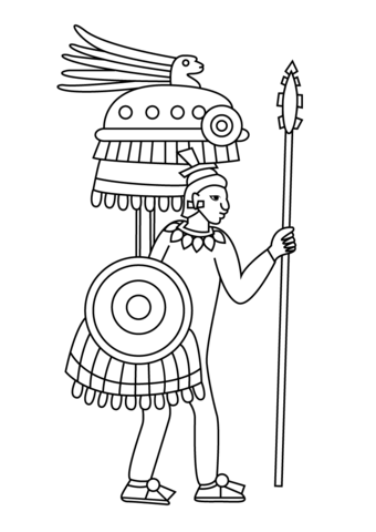 Aztec warrior depiction in codex mendoza coloring page free printable coloring pages