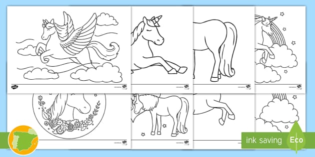 Dibujo de unicornio para colorear hecho por educadores