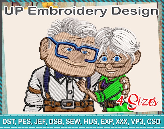 Diseãos de bordados pareja de abuelos de la pelicula up una aventura de altura carl fredricksen y ellie fredricksen aniversario abuelos